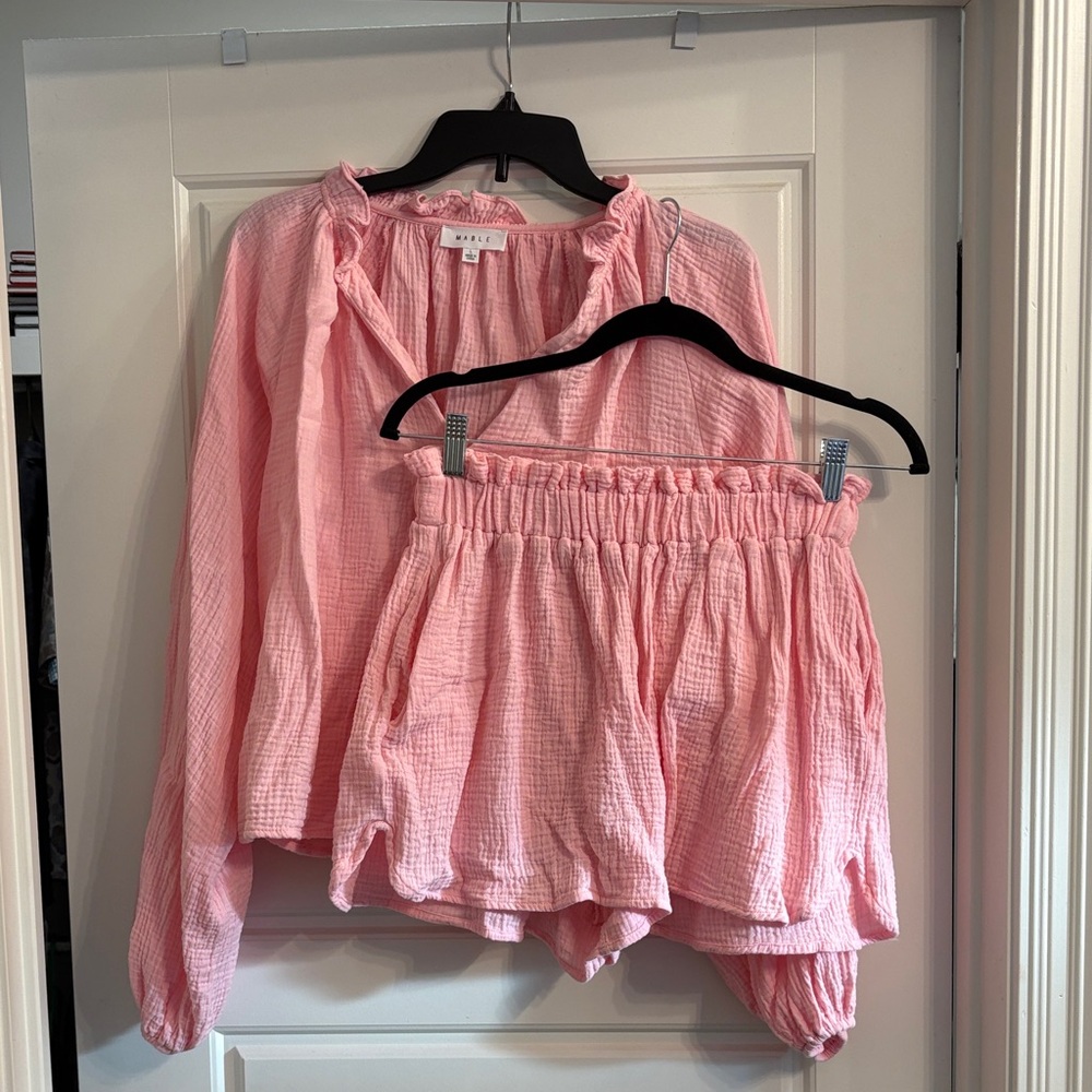 Pink linen two piece set